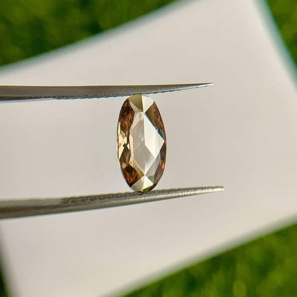 Rose cut brown color oval shape diamond