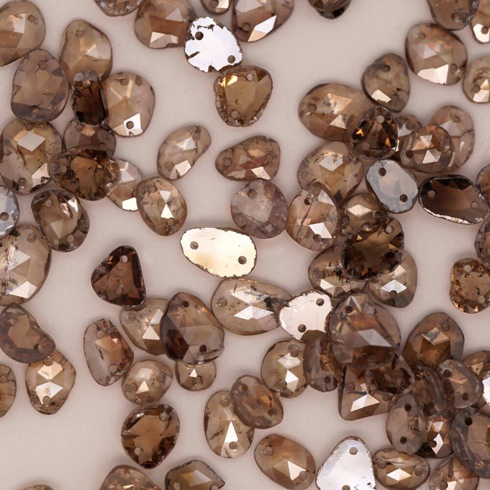 Dark brown U/E flat rose cut (both sides hole) Diamonds