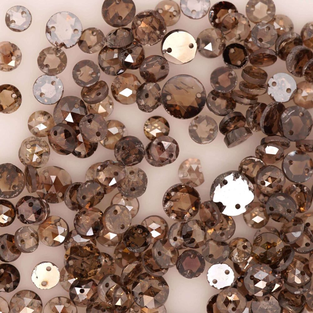 Dark brown Rose cut (Both Sides Hole) Diamonds
