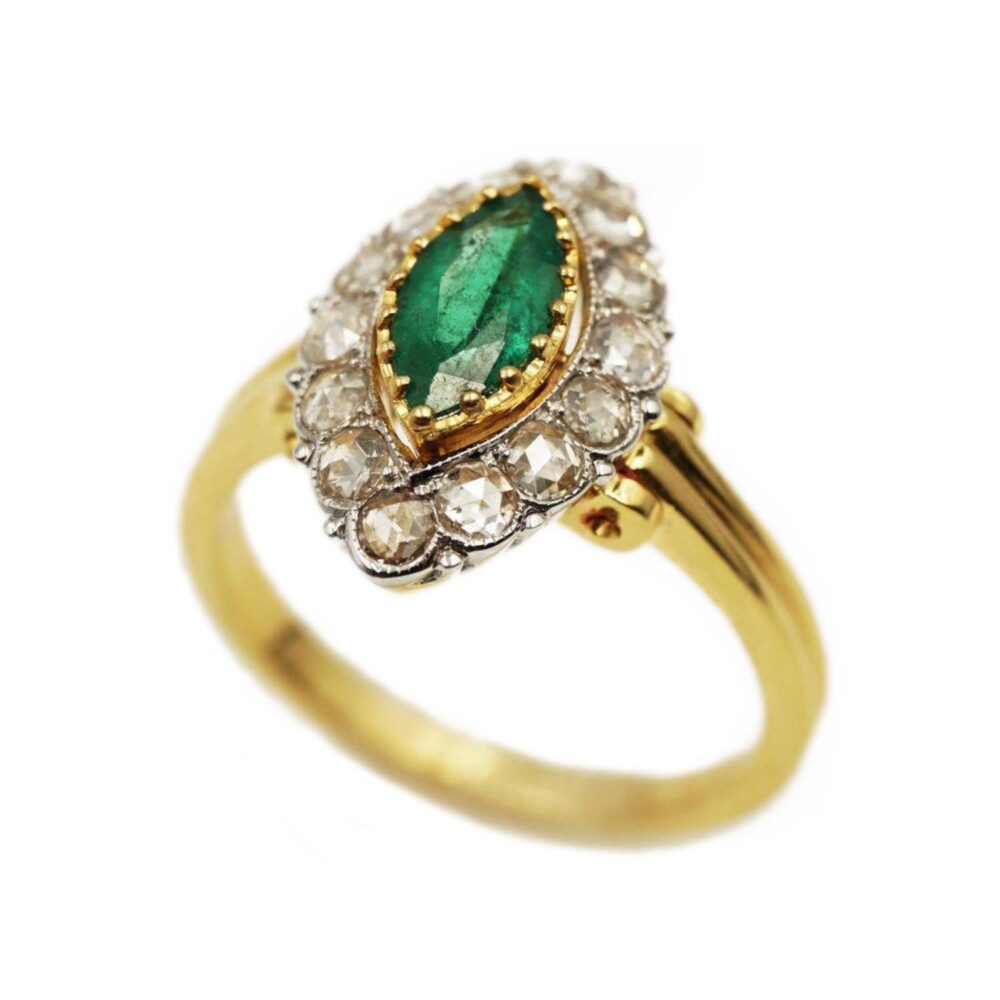 Emerald Marquise Cut 0.57cts Gold 18ky+w Ring