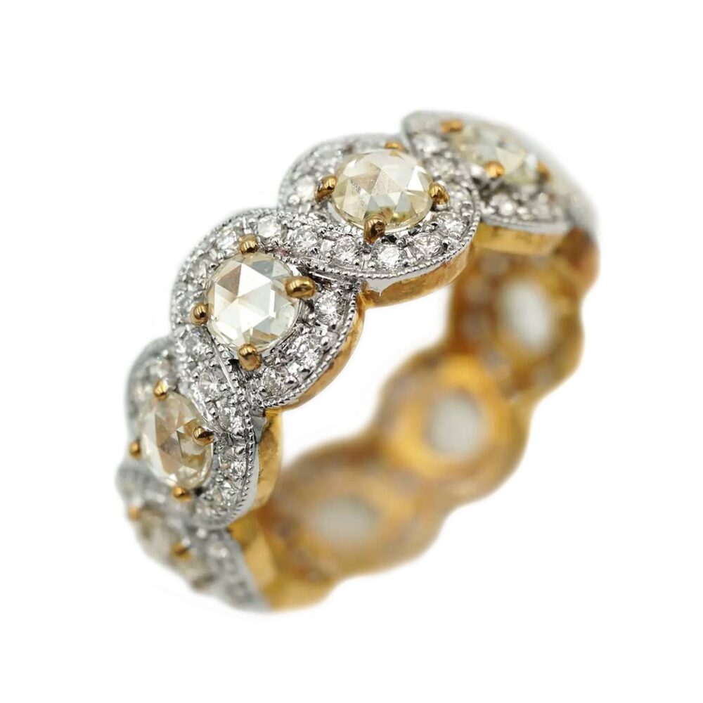 rose cut diamonds 18k yellow gold ring