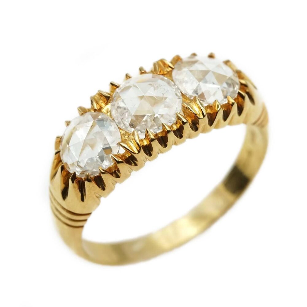 Rose cut diamonds 18ky gold ring