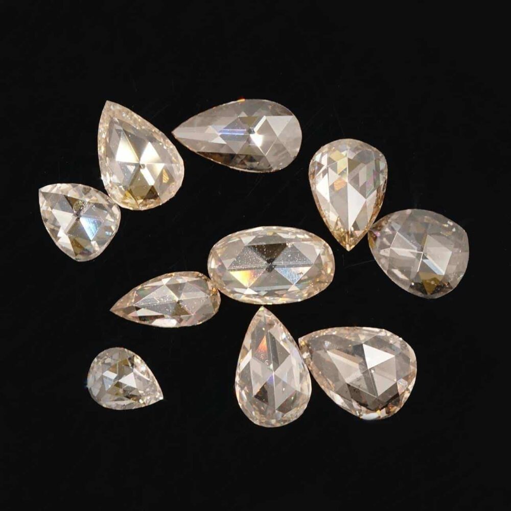 Light brown rose cut diamonds