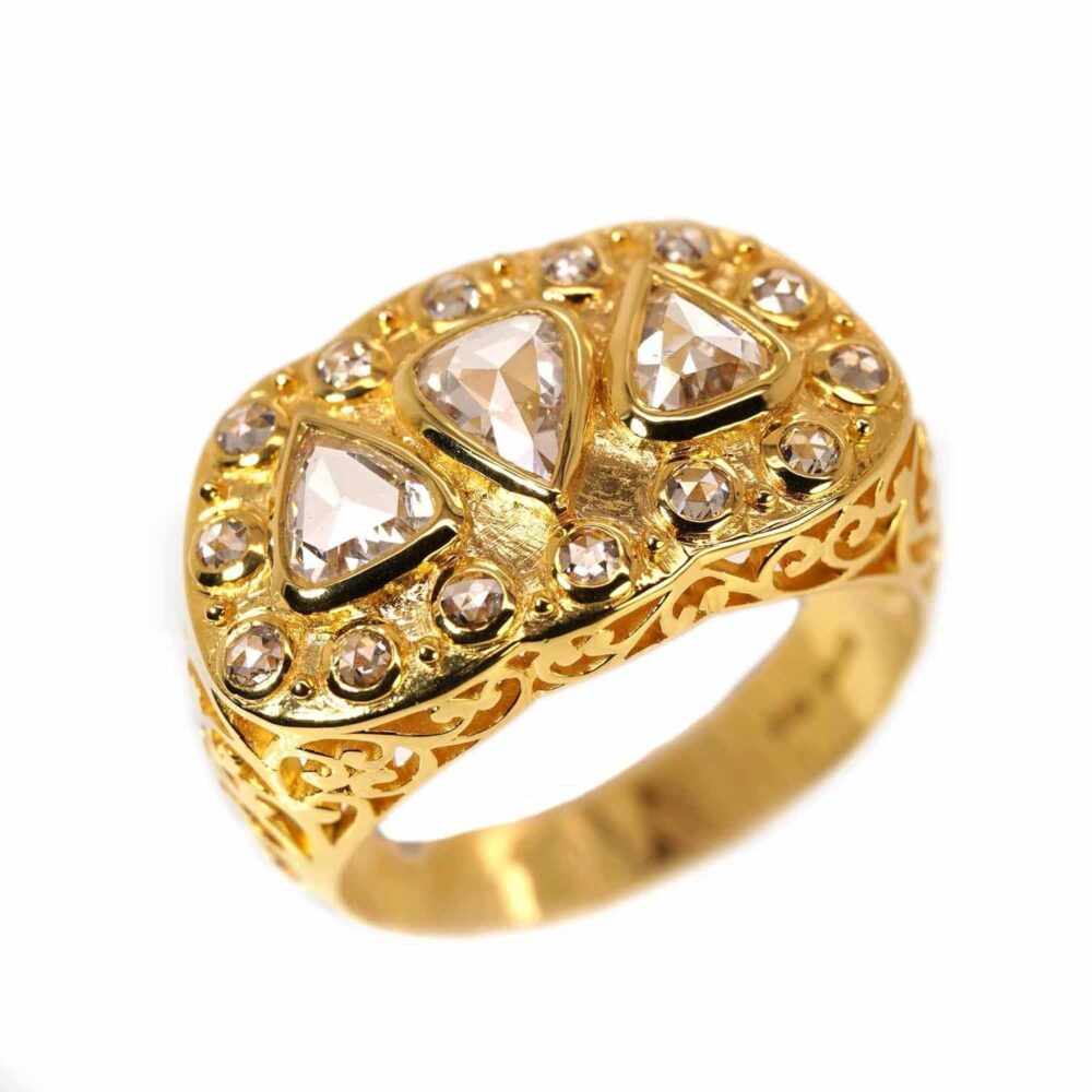 Antique Rose cut diamonds 18ky Gold Ring