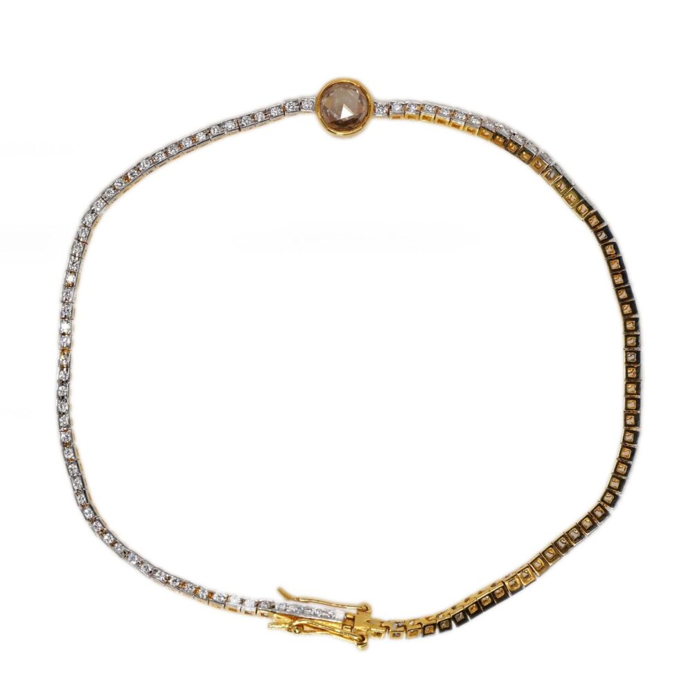 Rose cut diamond 18k yellow gold bracelet