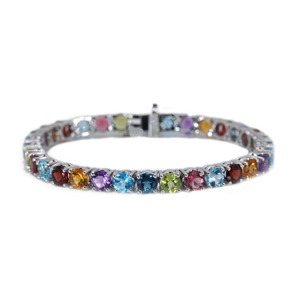 Celestial harmony 18k white gold bracelet with stones