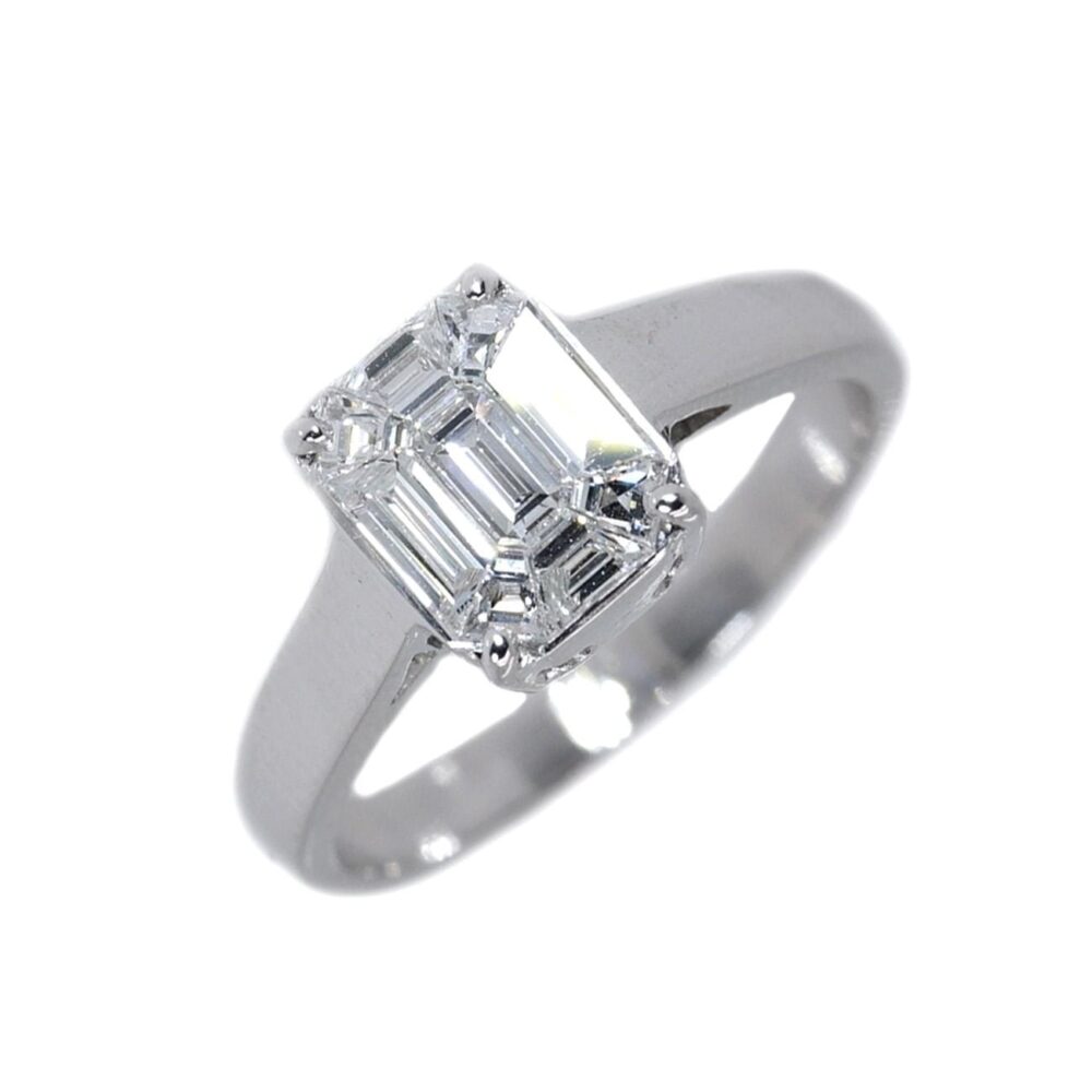 White emerald pie cut diamond 18k Ring