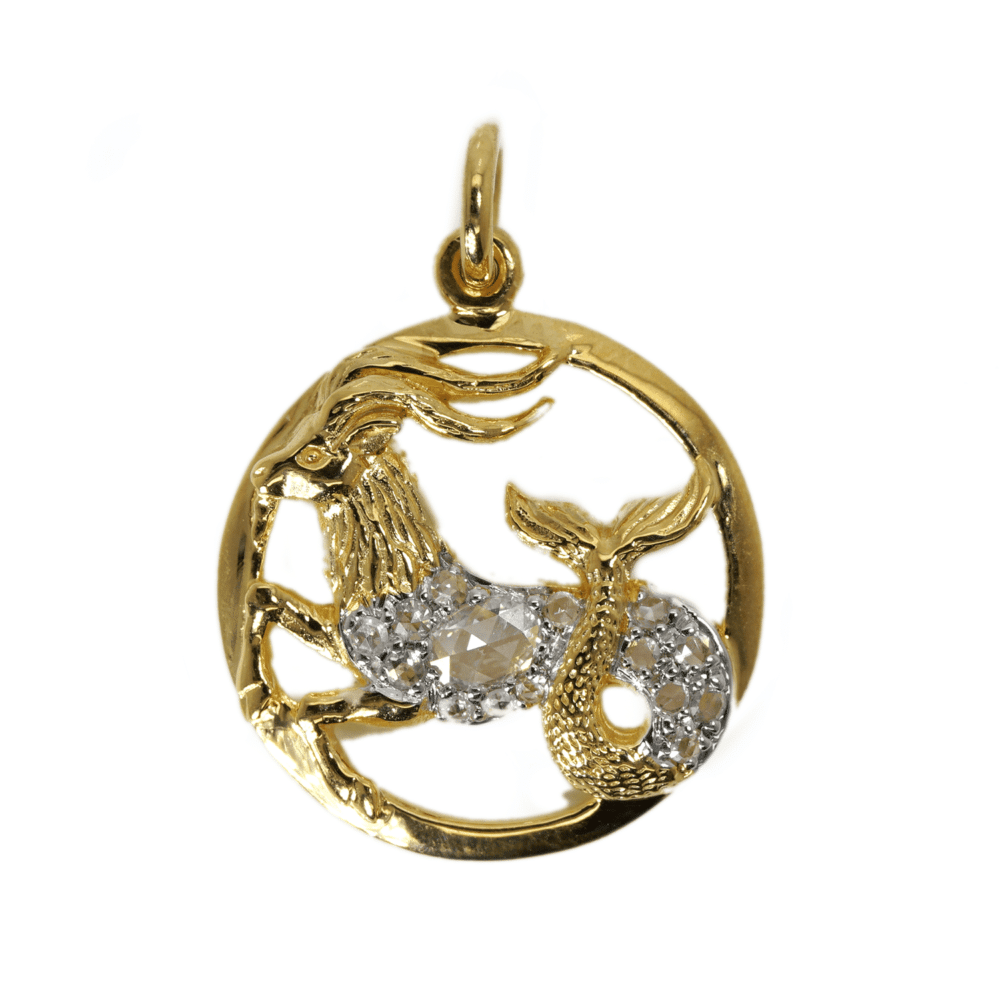 Capricorn 18k yellow gold pendant with diamonds