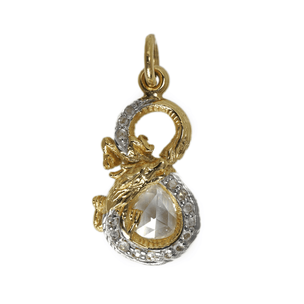 Dragon 18k yellow gold pendant with diamonds