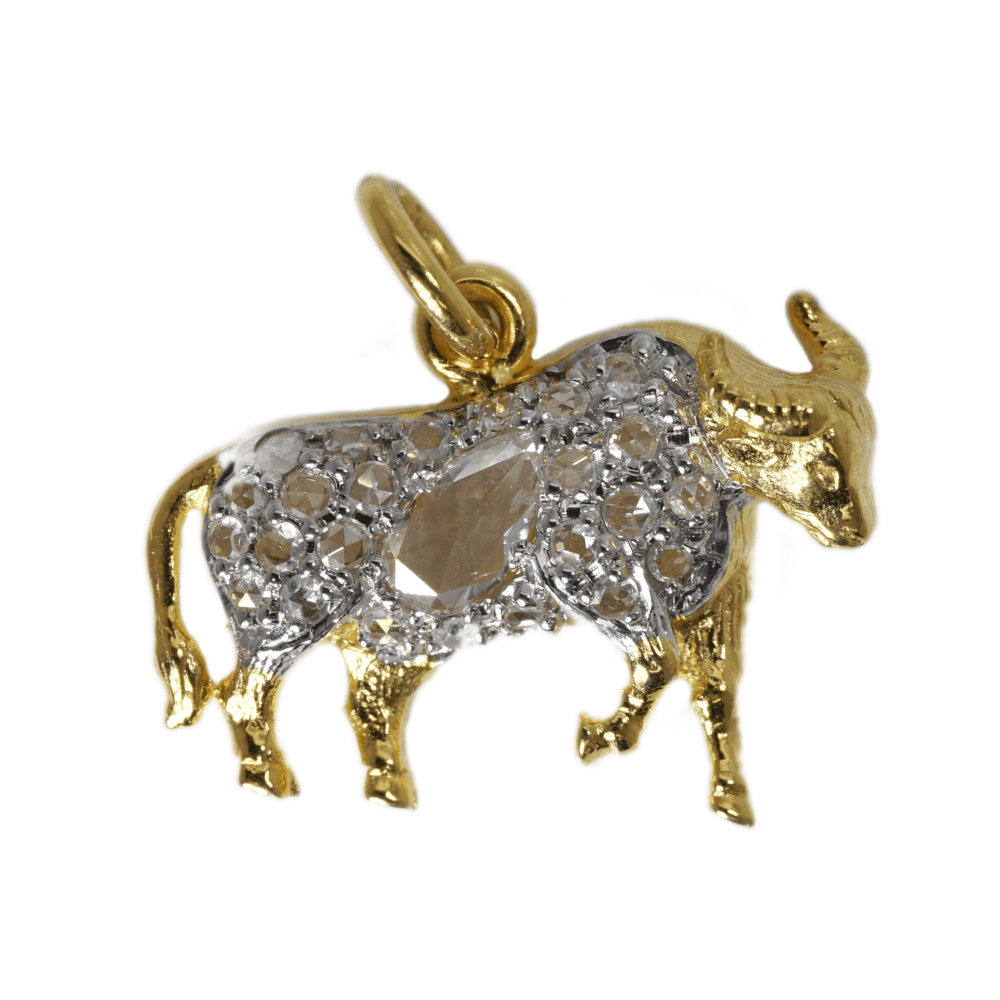 Ox 18k yellow gold pendant with diamonds