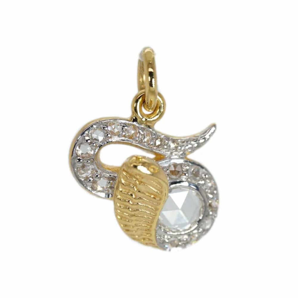 Snake 18k yellow gold pendant with diamonds