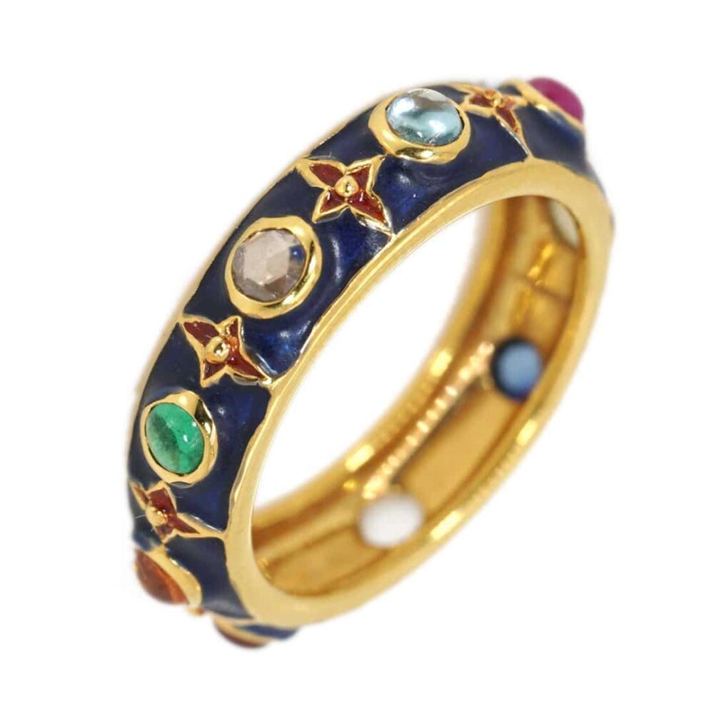 Navaratana 18ky gold ring with 8 color stones