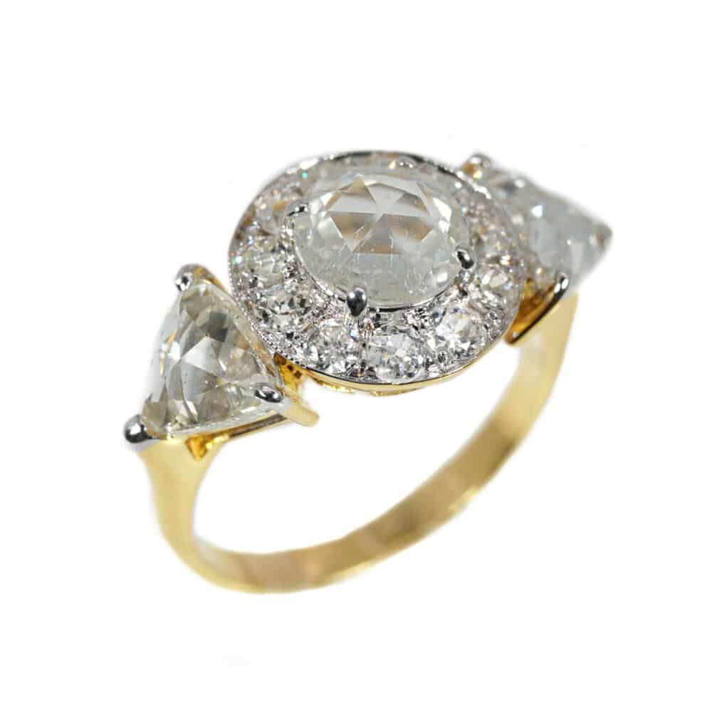 Rose cut diamonds 18k yellow gold ring