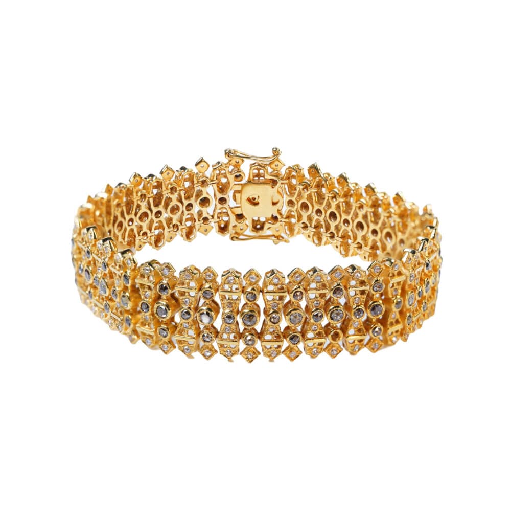 Rose cut diamonds 9k yellow gold bracelet