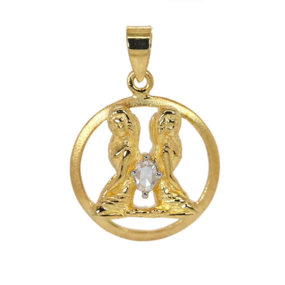 White Rose cut diamonds 18k yellow gold pendant