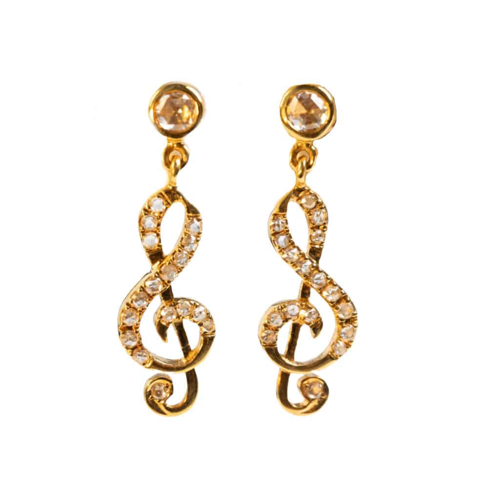 Rose cut diamonds 18k yellow gold earrings