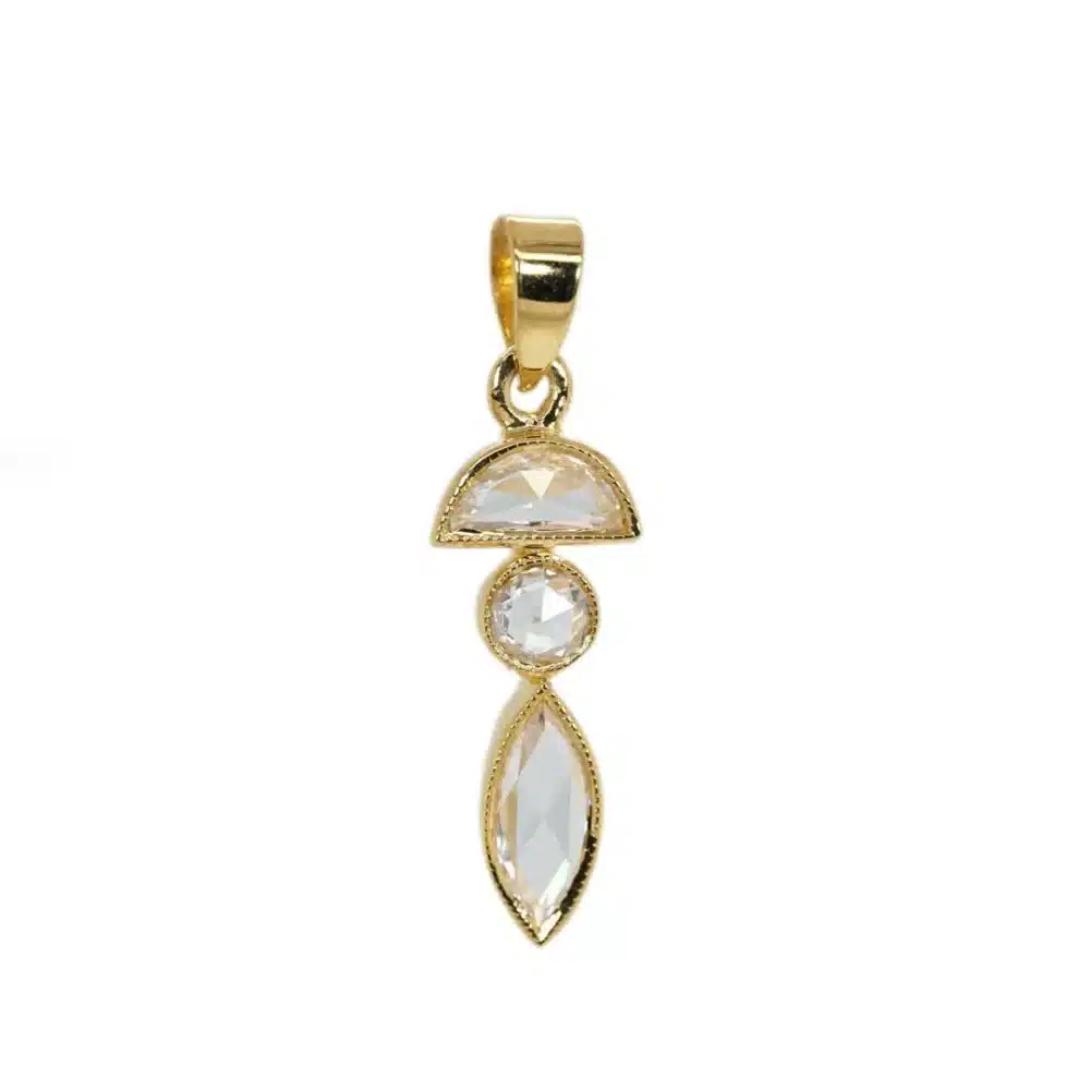 White Rose cut diamonds 18k yellow gold pendant