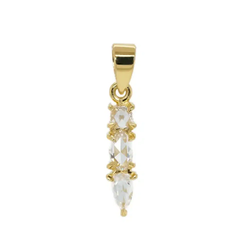 White Rose cut diamonds 18k yellow gold pendant
