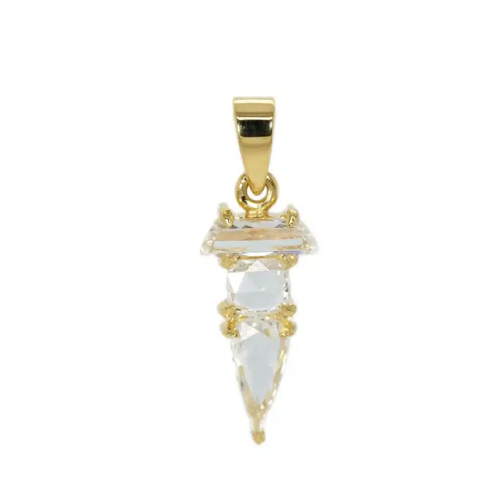 White Rose cut diamonds 18k yellow gold pendant