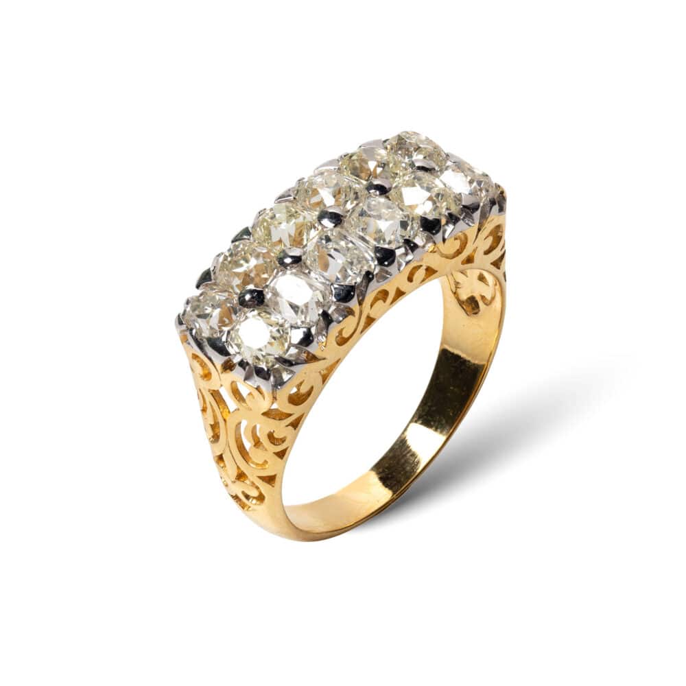 Old cut diamonds 18k yellow gold ring